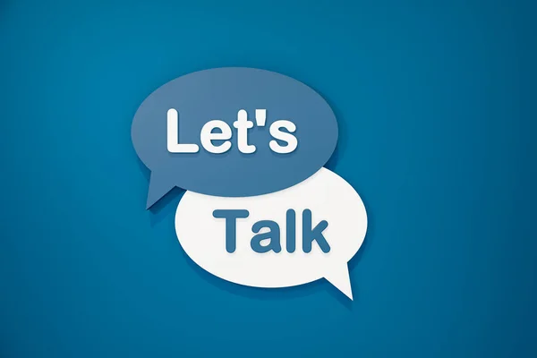 Let\'s talk. Speech bubble in blue and white. Talking, communication, message and teamwork. 3D illustration