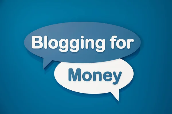 お金のためのブログ 青と白のスピーチバブル ソーシャルメディア インフルエンサー お金を稼ぐ オンライン活動やインターネットビジネス 3Dイラスト — ストック写真