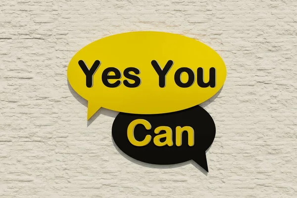 Yes You Can Sprechblase Cartoon Sprechblase Gelb Und Schwarz Motivation — Stockfoto