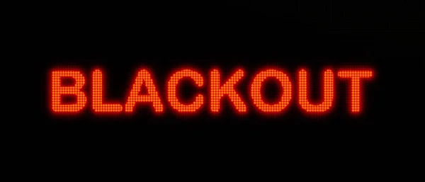 Blackout Εμφανίζεται Μια Οθόνη Σκούρο Led Οθόνη Λέξη Blackout Κόκκινο — Φωτογραφία Αρχείου