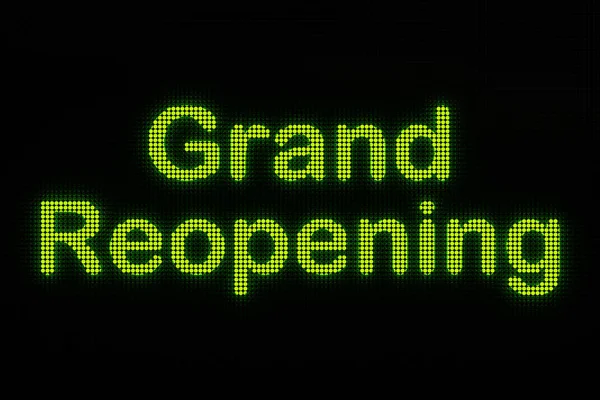 Büyük Yeniden Açma Metin Bir Led Ekranda Gösterilir Grand Reopening — Stok fotoğraf