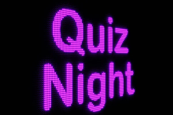 Quiz Night Dark Led Screen Text Quiz Night Purple Glowing — Stock Photo, Image