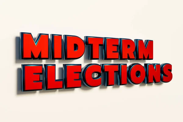 Midterm Election USA. Midterm election in red capital letters. US politics, government and voting concept. 3D illustration