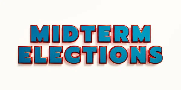 Midterm Election USA. Midterm election in blue capital letters. US politics, government and voting concept. 3D illustration