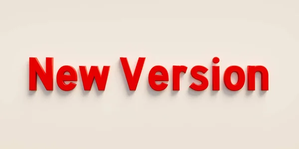 新版本 Web横幅 红色大写字母中的 新版本 软件更新 新产品 业务和营销理念 3D插图 — 图库照片