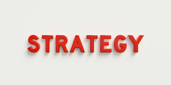 Strateji Banner Kırmızı Büyük Harflerle Strateji Kelimesiyle Imzala Stratejisi Planlama — Stok fotoğraf