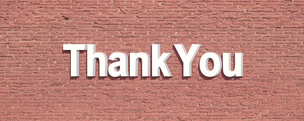 Danke Banner Zeichen Hintergrund Braune Backsteinmauer Danke Weißen Großbuchstaben Dankbarkeit — Stockfoto