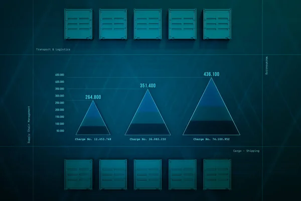 Piramide Grafiek Met Financiële Cijfers Abstract Transport Logistieke Informatie Data — Stockfoto