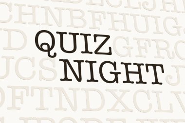 Sınav gecesi. Daktilo yazı tipiyle yazılmış bir sayfa. Metnin koyu renkli bir parçası. Oyun, bilmece ve boş zaman aktivite kavramı.