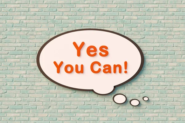Yes You Can Карикатурный Пузырь Речи Оранжевые Буквы Слегка Голубоватой — стоковое фото