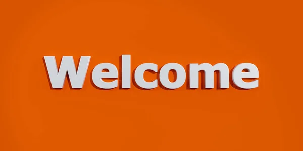 Καλώς Ήρθες Καλωσήλθατε Λευκά Γράμματα Πορτοκαλί Φόντο Έννοια Τρισδιάστατη Απεικόνιση — Φωτογραφία Αρχείου