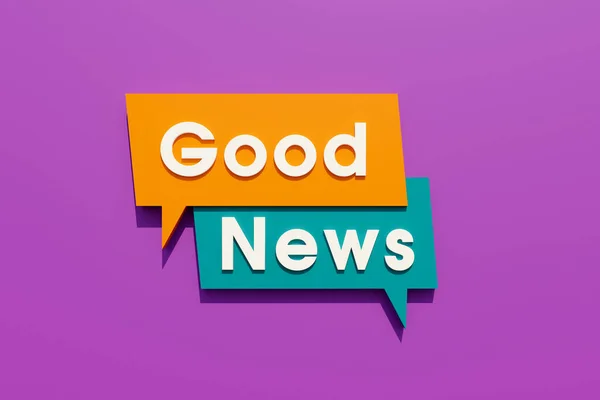 Good News Colored Banner Sign Speech Bubble Background Orange Blue — Stock Photo, Image