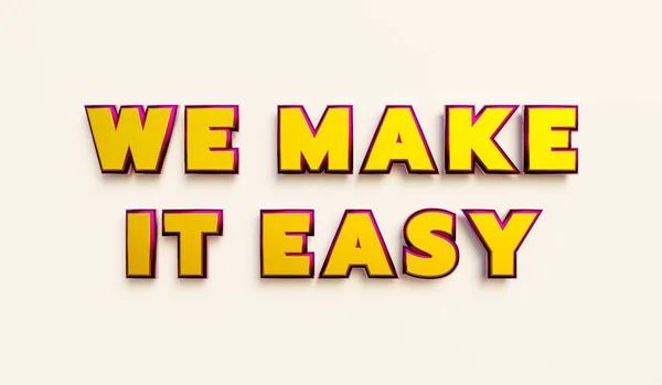 Make Easy Words Capital Letters Gold Metallic Shiny Style Make — Stock Photo, Image