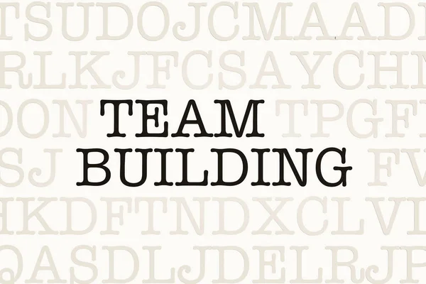 Team Building Pagina Con Lettere Caratteri Macchine Scrivere Parte Del — Foto Stock