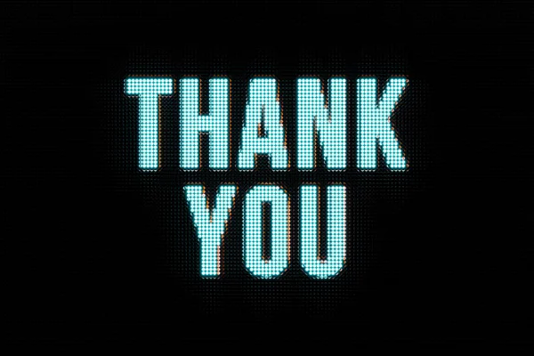 Thank You Text Blue Led Screen Thankful Gratitude Congratulating Respect — Stock Photo, Image