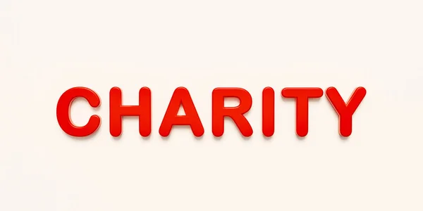 Charity Web Banner Zeichen Das Wort Charity Roten Großbuchstaben Unterstützung — Stockfoto