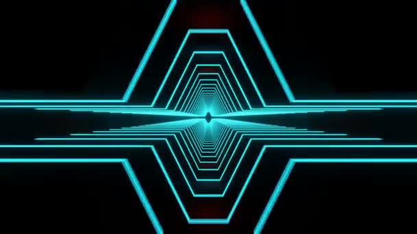 Sci Korridor Loop Animation Blauer Beleuchteter Futuristischer Scifi Kanal Dunkler — Stockvideo