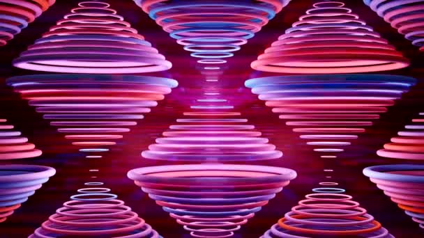Modèle Abstrait Entonnoir Brillant Entonnoirs Anneaux Multicolores Avec Reflets Effets — Video