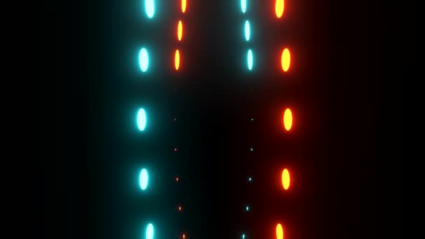 タイマーまたは進行状況バーとして色の移動点 青とオレンジの色のドットの行は 互いに反対方向に移動します 3Dアニメーション — ストック動画