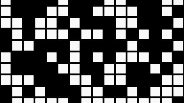 Willekeurig Vierkant Patroon Zwart Oppervlak Met Witte Digitale Vierkanten Willekeurig — Stockvideo