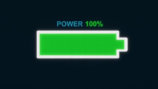 电池耗电 能级降低 电池功率从100 降至0 能源需求 电力和电力消耗 3D动画 — 图库视频影像