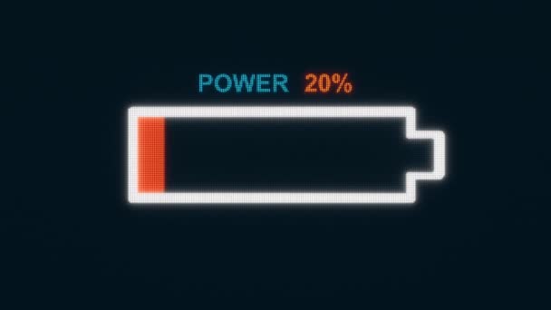 充電池 エネルギーレベルが増加した バッテリーの電力 ゼロから100 まで充電します エネルギー供給 3Dアニメーション — ストック動画