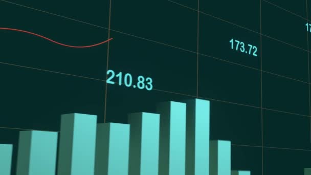 Ekonomisk Rapport Stigande Stapeldiagram Affärsdata Med Diagram Linjer Siffror Handel — Stockvideo