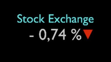 Özsermaye endeksi değişimiyle borsa ekranı. Ekranda indeksin günlük yüzde değişimi ve kırmızı ok görünüyor. İş, ticaret ve borsa veri kavramı. 3 Boyutlu Canlandırma