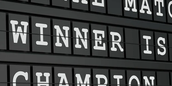 Schwarze Fahrplananzeige Mit Dem Mesaage Gewinner Ist Weißen Buchstaben Herausforderung — Stockfoto