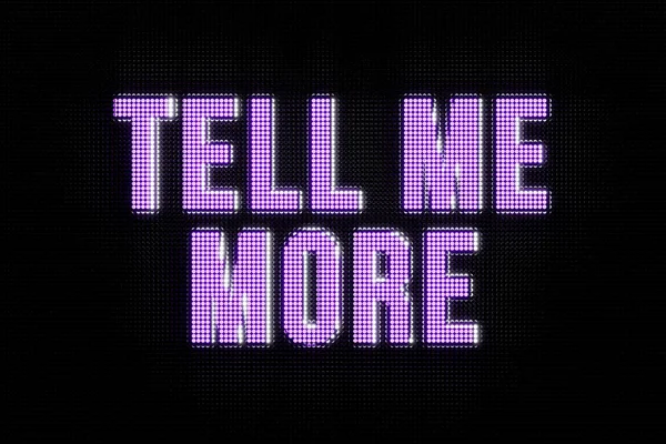 Tell More Banner Capital Letters Text Tell More Purple Advice — Stock Photo, Image