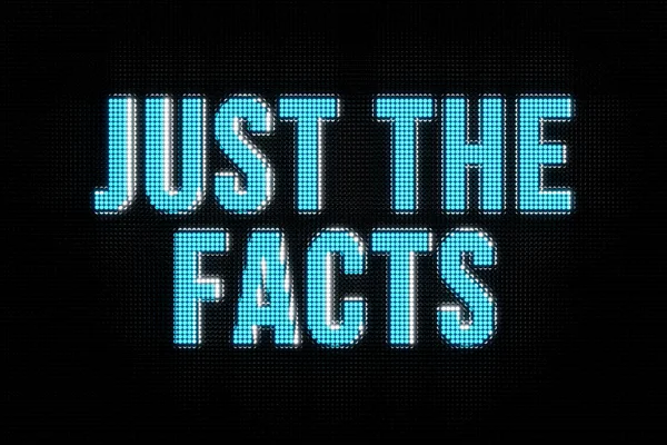 Just Facts Banner Capital Letters Text Just Fatcs Blue Advice — Stock Photo, Image