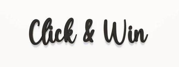 Klicken Und Gewinnen Handgeschriebene Schwarze Buchstaben Vor Weißem Hintergrund Mit — Stockfoto