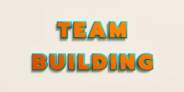 Team Building Words Capital Letters Orange Metallic Shiny Style Teamwork — Zdjęcie stockowe