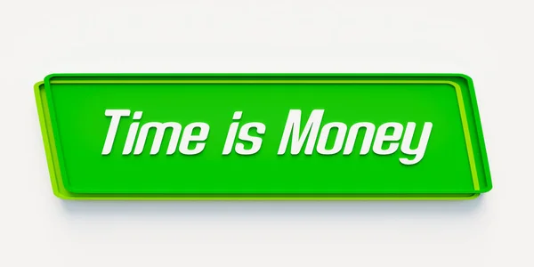 Время Деньги Зеленое Знамя Сообщением Время Деньги Зарабатывание Денег Инвестиции — стоковое фото