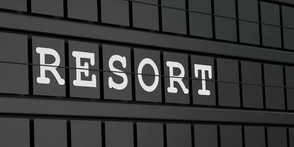 Resort Przyjazd Wyjazd Baord Kolorze Czarnym Podróż Cel Podróży Turystyka — Zdjęcie stockowe