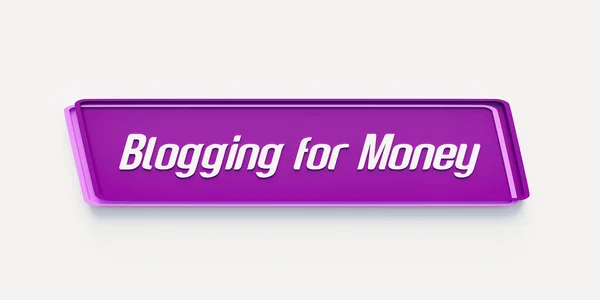 お金のためのブログ メッセージが付いている紫の旗 お金のためのブログ インフルエンサー お金を作る インターネット オンライン ソーシャルメディア フォロワー — ストック写真
