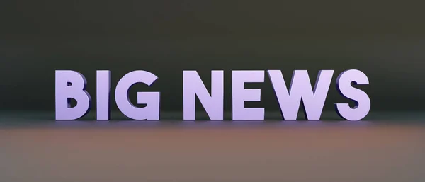 Big news. Purple banner with the message, big news in capital letters. News sign, information sign, announcement message, news, social media, communication, message, publicity, premiere event, press conference.