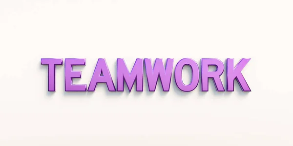 Teamwork Web Banner Zeichen Das Wort Teamwork Lila Großbuchstaben Teambildung — Stockfoto
