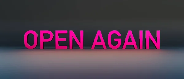 Wieder Offen Pinkfarbenes Banner Mit Der Botschaft Wieder Großbuchstaben Geöffnet — Stockfoto