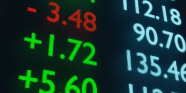 Hesap tablosu, rakamlar, yüzde işaretleri. İş, veri, piyasa araştırması, yatırım, mali rapor, istatistik. 3B illüstrasyon