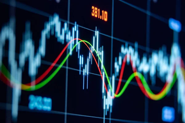 Stock exchange, chart, financial figures and lines.