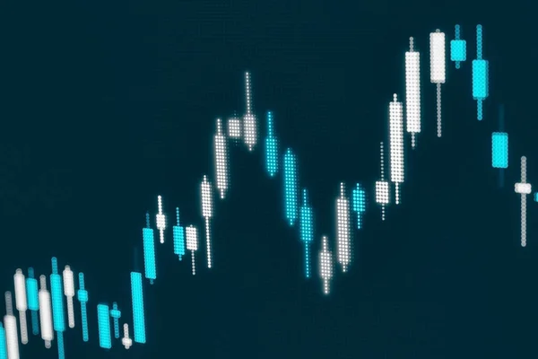 Borsa Ekranı Mavi Mum Çubuğu Grafiği Yukarı Aşağı Ndeks Sermaye — Stok fotoğraf