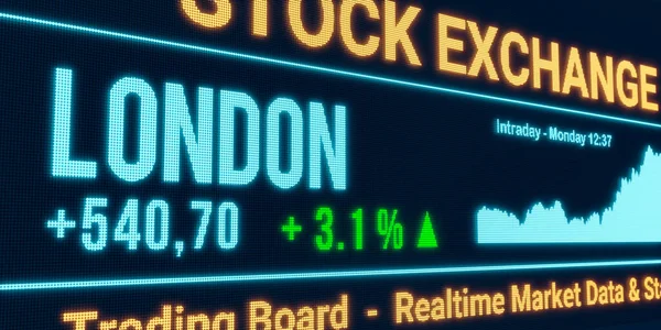 London Börse Aufwind Positive Börsendaten Steigende Charts Auf Dem Bildschirm — Stockfoto