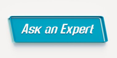 Bir uzmana sor. Mavi renkli bayrak. İş, danışmanlık, bilgi, beceri, meslek.