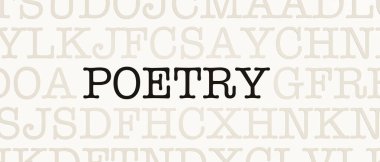 Şiir. Rastgele harflerle ve siyah yazı tipiyle 