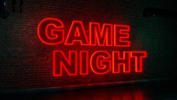 Game Night. Brick wall with neon sign.