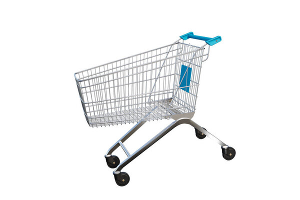 Shopping cart and trolley. Retail, shop, store, grocery. 3D illustration