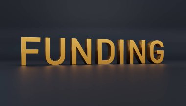 Finansman. Altın metalik büyük harflerle yazılmış bir metin. İş finans ve sanayi, yatırım, borç finansmanı, risk sermayesi.