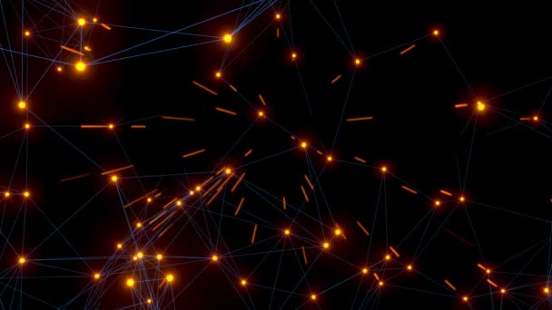 Полигональная Сеть Оранжевом Абстрактный Плекс Наука Связи Проволока Система Цифровая — стоковое видео