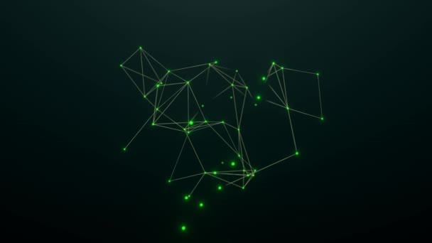 Rede Polígonos Verde Plexo Abstrato Ciência Conexões Fio Sistema Digital — Vídeo de Stock